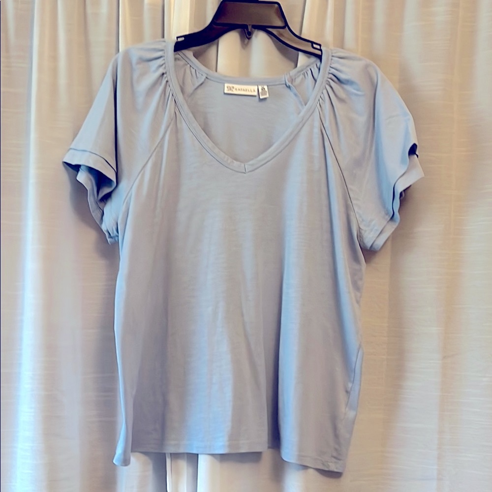 Rafeaella Light Blue Ruffle Sleeve T-Shirt